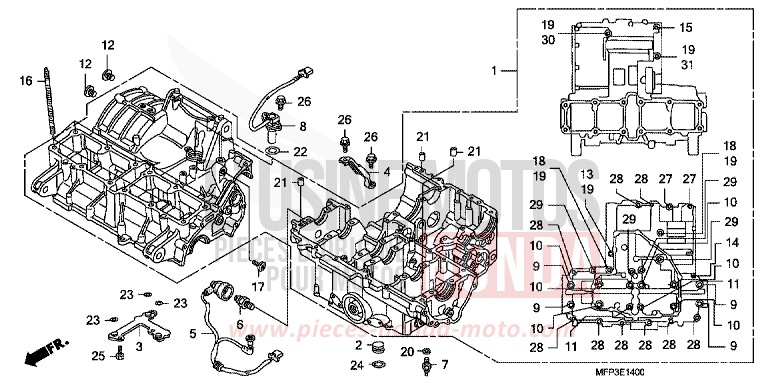 KURBELGEHAEUSE von CB1300 Super Bold'or PEARL SUNBEAM WHITE (NHA66KF) von 2009